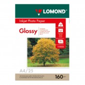 Фотобумага Lomond Glossy, А4, 160 гр/м2, 25л, глянцевая, односторонняя, ст.1