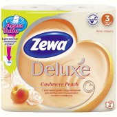Бумага туалетная "Zewa Deluxe" 3-слойная, аромат. Персик, 4 рул./уп, ст.1 Бумага туалетная "Zewa Deluxe" 3-слойная, аромат. Персик, 4 рул./уп, ст.1
