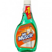 Жидкость для мытья стекол "Мистер Мускул" (сменный баллон), зеленый с нашат.спиртом, 500мл, ст.12