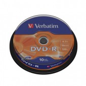 Диск DVD-R Verbatim 4.7Gb, 16х, Cakebox 10шт.на шпинделе, ст.1