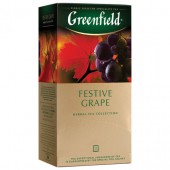 Чай травяной Greenfield Festive Grape, шиповник, гибискус, виноград, яблоко, 25пак/уп., ст.1 Чай травяной Greenfield Festive Grape, шиповник, гибискус, виноград, яблоко, 25пак/уп., ст.1