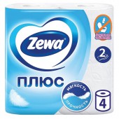 Бумага туалетная "Zewa Plus" 2-слойная, белая, 4 рул./уп, ст.1