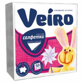 Салфетки Veiro, 1сл. 24*24, 50л, белые с тиснением, ст.1