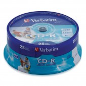 Диск CD-R Verbatim Datalife+ Printable 700Mb 52x CB/25 (43439) 25шт/уп. на шпинделе, ст.1
