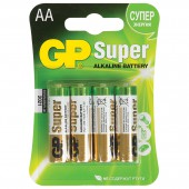 Элементы питания батарейка GP Super, AA/316/LR6, алкалиновые, 4шт/уп  ст.1 Элементы питания батарейка GP Super, AA/316/LR6, алкалиновые, 4шт/уп  ст.1