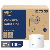 Бумага туалетная для держателей "Tork Compact" 100м, 2-слойная, белая 27 рул./уп, ст.1 Бумага туалетная для держателей "Tork Compact" 100м, 2-слойная, белая 27 рул./уп, ст.1