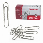 Скрепки 75 мм, Globus, оцинкованные, гофрированные, 40шт/уп., картонная упаковка, ст. 12 Скрепки 75 мм, Globus, оцинкованные, гофрированные, 40шт/уп., картонная упаковка, ст. 12