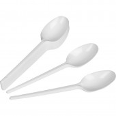 Ложка столовая одноразовая 165мм, белая, ПС, 100шт. уп. Ложка столовая одноразовая 165мм, белая, ПС, 100шт. уп.