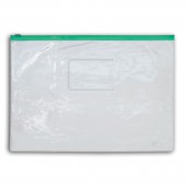 Папка-конверт на молнии Index, А4, пластик, прозрачная, с карманом