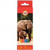 Карандаши цветные 18цв, Koh-I-Noor, Животные, в картонной упаковке с европодвесом