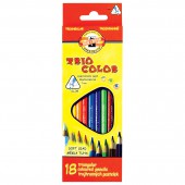 Карандаши цветные 18цв, Koh-I-Noor, Triocolor трехгранных, с европодвесом
