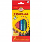 Карандаши цветные 12цв, Koh-I-Noor, Triocolor трехгранных, с европодвесом