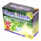 Таблетки для посудомоечных машин "Clean & Fresh", 5 в 1, 15шт/уп., ст.6/12 (0005193/cf15)
