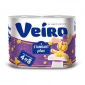 Бумага туалетная "Veiro Standart Plus " 2-слойная, белая с тиснением, 4 рул./уп,3c24, ст.15 Бумага туалетная "Veiro Standart Plus " 2-слойная, белая с тиснением, 4 рул./уп,3c24, ст.15