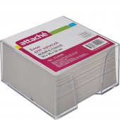 Блок для записей в пласт.подставке 9х9х5, белый блок, стакан прозрачный, ст. 24 Блок для записей в пласт.подставке 9х9х5, белый блок, стакан прозрачный, ст. 24