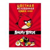 Бумага цветная А4, набор 10л, 10цв, Angry Birds, мелованная, в папке,