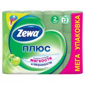 Бумага туалетная "Zewa Plus" 2-слойная, аромат Яблока, зеленая, 12 рул./уп, Бумага туалетная "Zewa Plus" 2-слойная, аромат Яблока, зеленая, 12 рул./уп,
