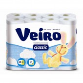 Бумага туалетная "Veiro Classic" 2-слойная, белая, 24 рул./уп, 5с224