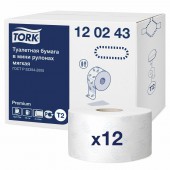 Бумага туалетная для держателей "Tork Premium Mini" 2-слойная, 12рул./уп, . 850л, T2 110253