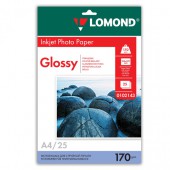 Фотобумага Lomond Glossy, А4, 170 гр/м2, 25л, односторонняя глянцевая