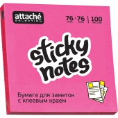 Липкие блоки 76х76 Attache Selection с клеев. краем  неон, пурпур. 100л