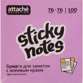 Липкие блоки 76х76 Attache Selection с клеев. краем  неон, фиолет. 100л Липкие блоки 76х76 Attache Selection с клеев. краем  неон, фиолет. 100л