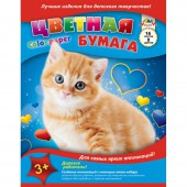 Бумага цветная А4, набор 16л, 8цв, Апплика, матовая, 50г, скрепка, 5дизайна, Бумага цветная А4, набор 16л, 8цв, Апплика, матовая, 50г, скрепка, 5дизайна,