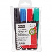 Маркер перманентный Attache Selection Pegas набор 4цв., 2-5мм Маркер перманентный Attache Selection Pegas набор 4цв., 2-5мм