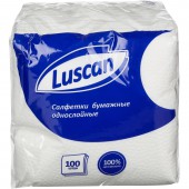 Салфетки Luscan 1-слойные (24x24 см, белые, 100 штук в упаковке) , ст.1