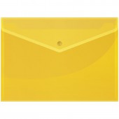 Папка-конверт на кнопке,А4, OfficeSpace 150мкм, желтая