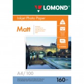 Бумага А4 для стр.принтеров Lomond 160 гр/м2, 100л.,матовая односторонняя