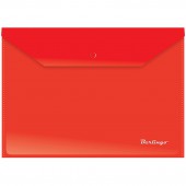 Папка-конверт на кнопке,А4, 180мкм, красная