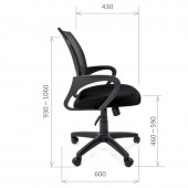 Кресло оператора "Chairman 696" PL, спинка ткань-сетка чёрная/сиденье TW чёрная, механизм качания