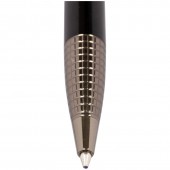 Ручка шариковая "Delucci" синяя, 1мм, корпус черный/серебро, поворотный механизм, футляр
