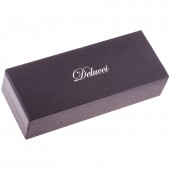 Ручка перьевая "Delucci" черная, 0,8 мм, корпус серебро, подарочный футляр