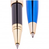 Набор "Delucci": ручка шариковая, 1мм и ручка-роллер, 0,6 мм, синие, корпус синий/золото, подар. уп.