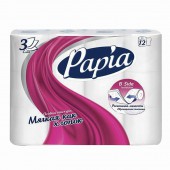 Бумага туалетная Papia 3-слойная, белая, 12 рулонов/упак Бумага туалетная Papia 3-слойная, белая, 12 рулонов/упак