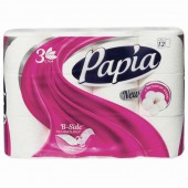 Бумага туалетная Papia 3-слойная, белая, 12 рулонов/упак Бумага туалетная Papia 3-слойная, белая, 12 рулонов/упак