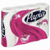 Бумага туалетная Papia 3-слойная, белая, 12 рулонов/упак Бумага туалетная Papia 3-слойная, белая, 12 рулонов/упак