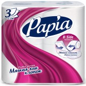Бумага туалетная Papia Белая 3 сл. 4рул/уп Бумага туалетная Papia Белая 3 сл. 4рул/уп