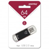 Память Smart Buy USB Flash 64GB V-Cut черный (металл.корпус)