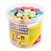 Мел цветной Brauberg, Набор 20шт., круглый, для рисования на асфальте, пластиковое ведро
