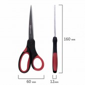 Ножницы 160 мм, Brauberg  Energy, прорезин. ручки, красно-черные, 2-х сторон.заточка,блистер
