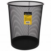 Корзина для бумаг Brauberg "Germanium", большая металлическая 20л, черная Корзина для бумаг Brauberg "Germanium", большая металлическая 20л, черная