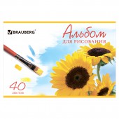 Альбом д/рис. 40л. Brauberg обл.мел.карт., Цветы (2вида)