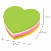 Липкие блоки фигурный Brauberg Неоновый, в форме сердца, 67*67 мм, 250 л, 5 цветов