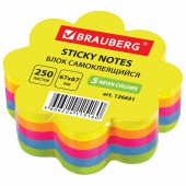 Липкие блоки фигурный Brauberg Неоновый, в форме цветка, 67*67 мм, 250 л, 5 цветов Липкие блоки фигурный Brauberg Неоновый, в форме цветка, 67*67 мм, 250 л, 5 цветов