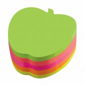 Липкие блоки фигурный Brauberg Неоновый, в форме яблока,70*70 мм 400л,5 цвет,отв для ручки