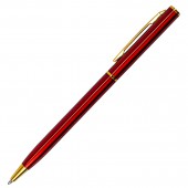 Ручка шариковая Brauberg Slim, золотые детали, синяя