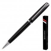 Ручка шариковая Brauberg Cayman Black, серебр. детали, синяя